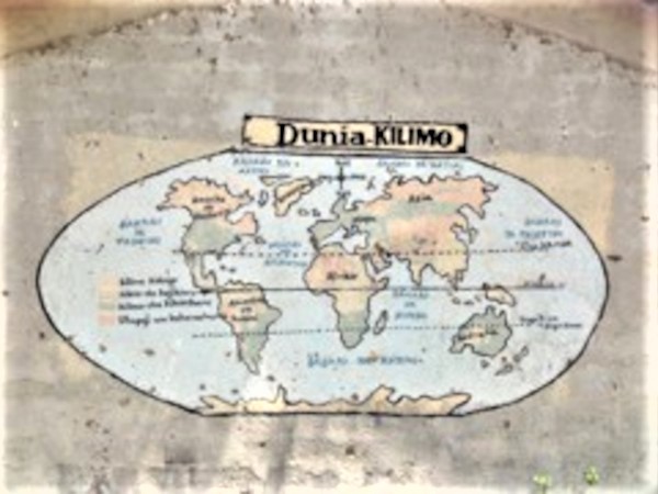 blurred map of the world drawn on a wall